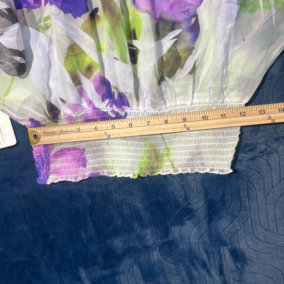 CRIMSON IVY NWT Floral Print White & Purple Flowy Blouse Womans Size Small - Picture 6 of 8